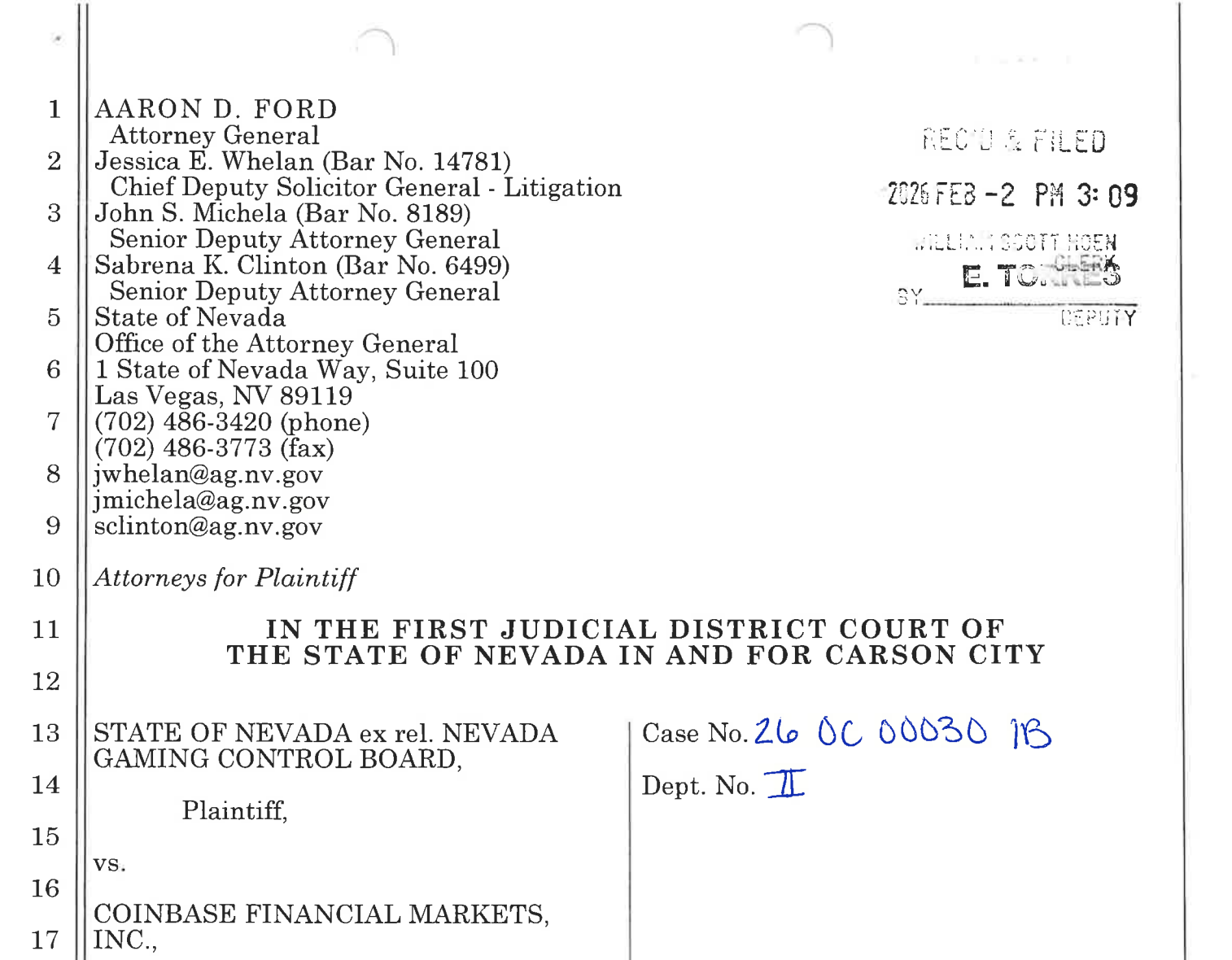 Coinbase Nevada Gaming Board Lawsuit