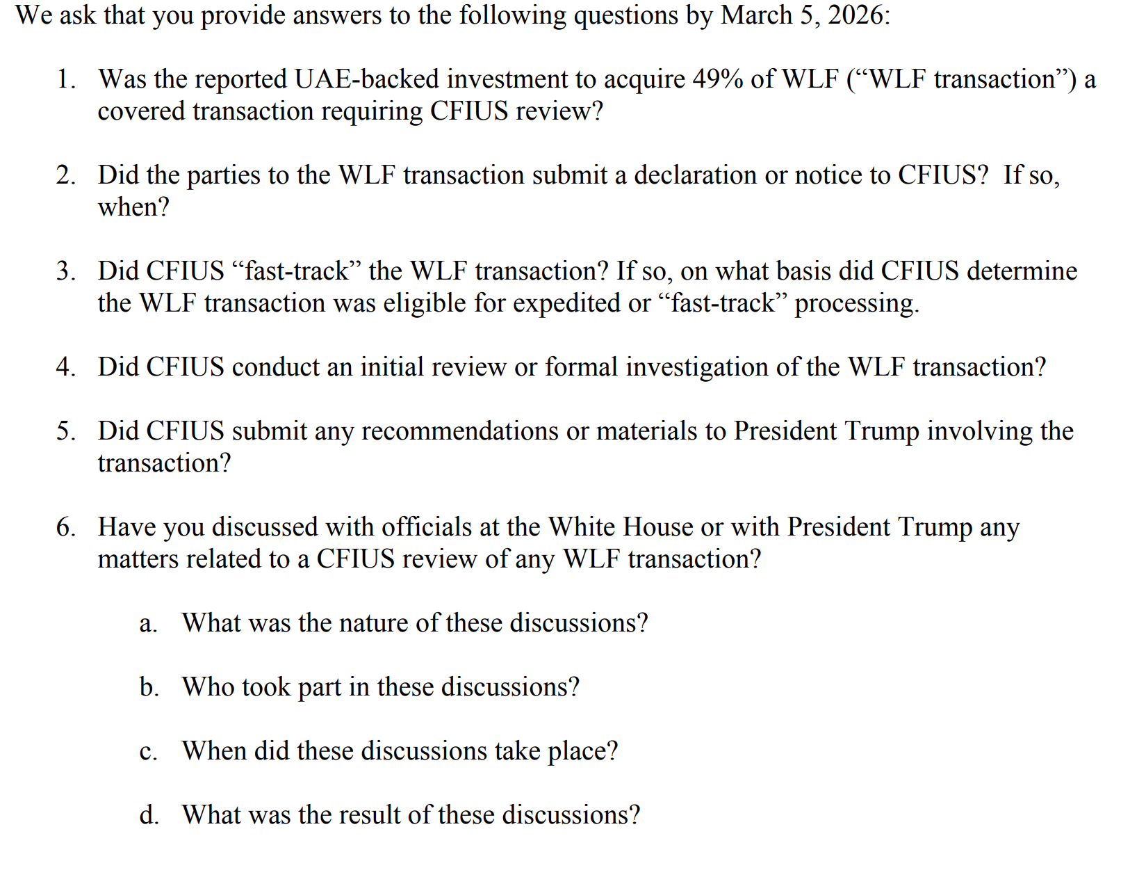 Senators' Questions to Bessent