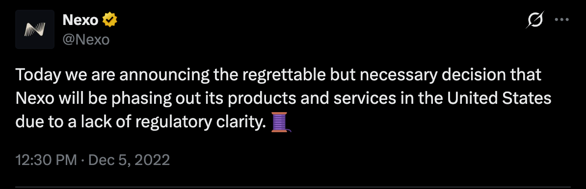 SEC, United States, Nexo