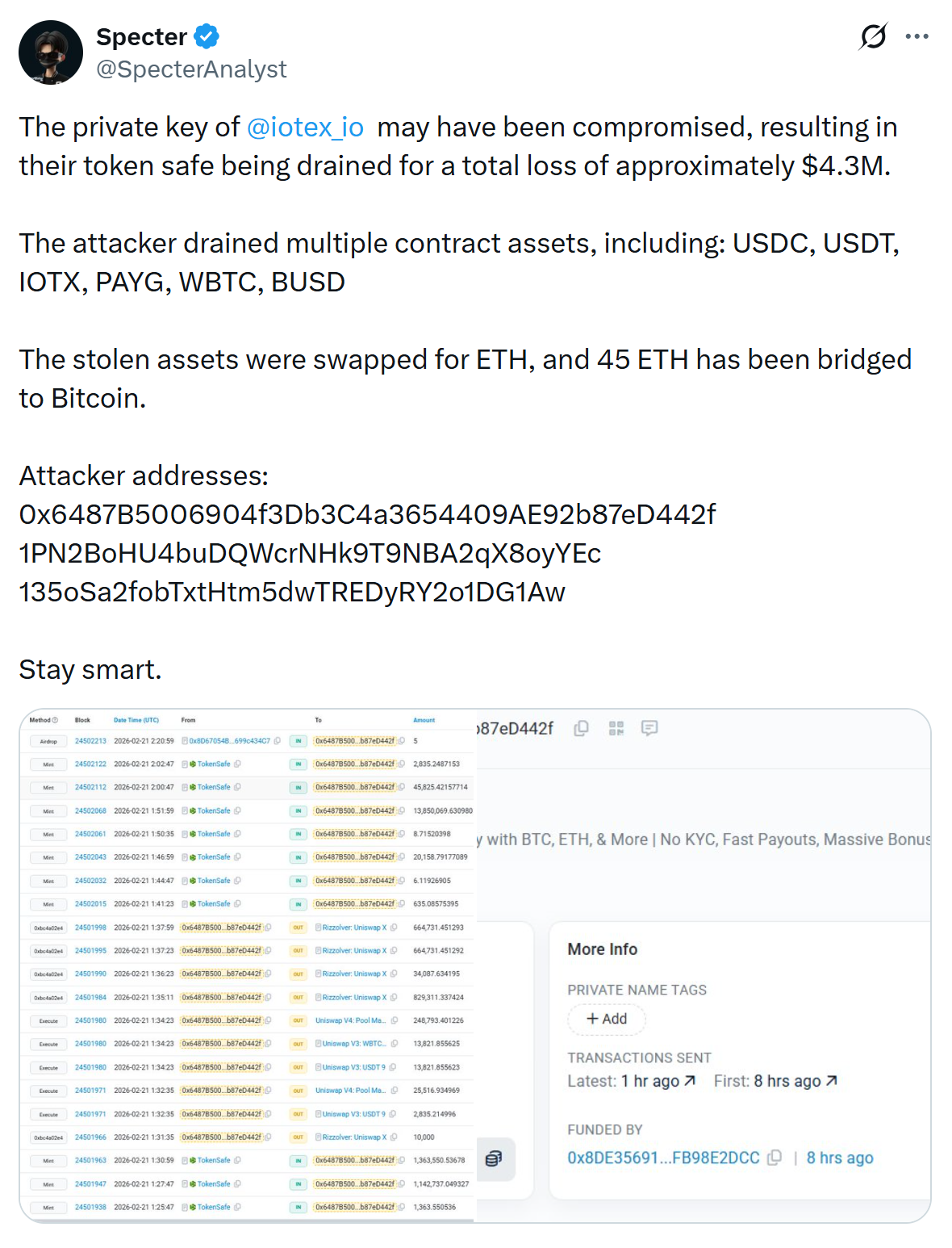 IoTeX wallet breach