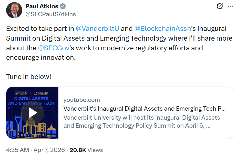 Paul Atkins SEC Announcement